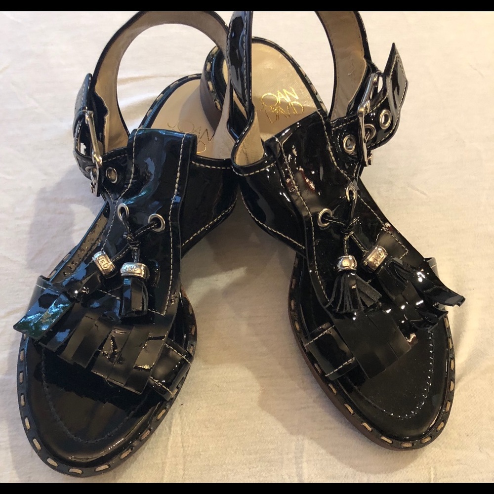 JOAN & DAVID PATENT LEATHER SANDALS